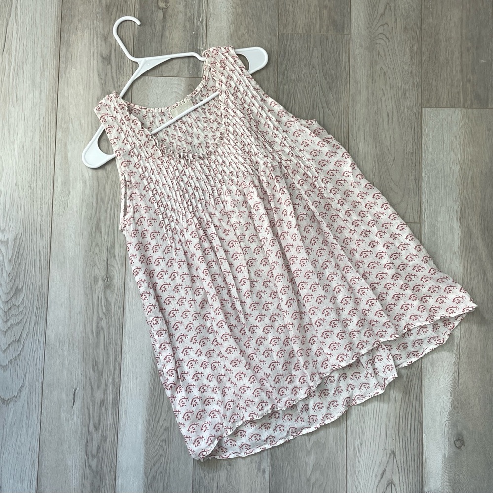 CP Shades Tank Top linen printed pintuck long womens White Red (small) coastal